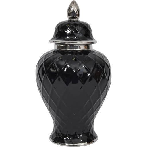 Mayfair Black and Silver Ceramic Ginger Jar
