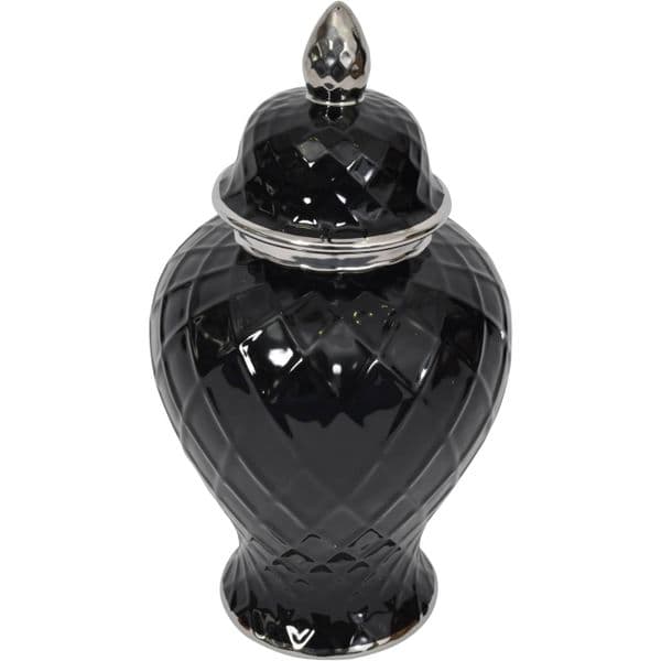 Mayfair Black and Silver Ceramic Ginger Jar