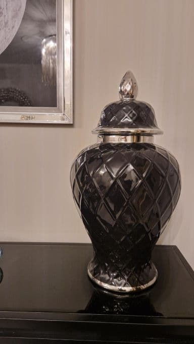 Mayfair Black and Silver Ceramic Ginger Jar