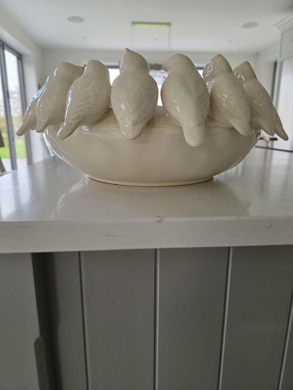 Oatmeal Ceramic Flock Of Birds Bowl