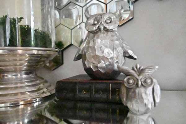Olive The Large Silver Ceramic Owl
