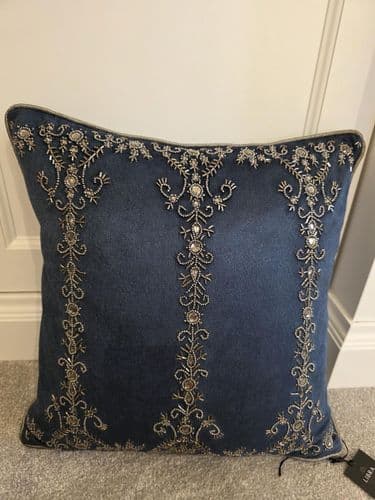 Pembroke Blue Velvet Square Cushion
