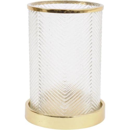 Polished Gold And Glass Chevron Hurricane Large