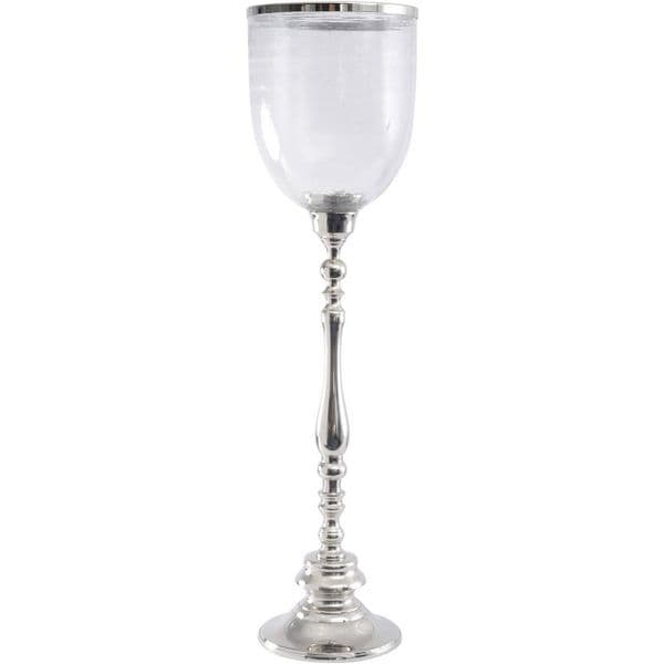 Polished Nickel Stepped Floor Hurricane