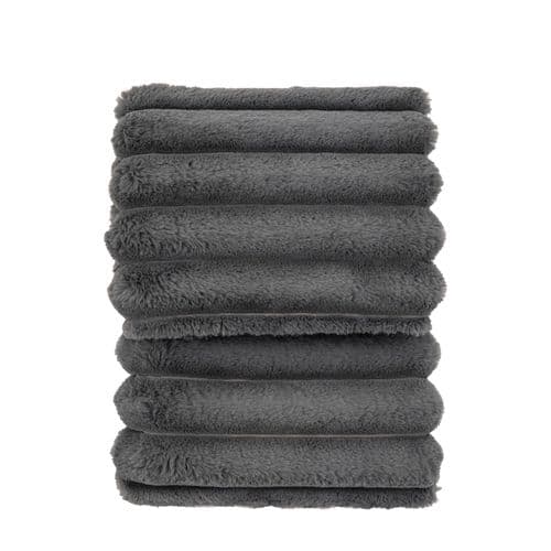 Ribbed Faux Fur Grey Throw