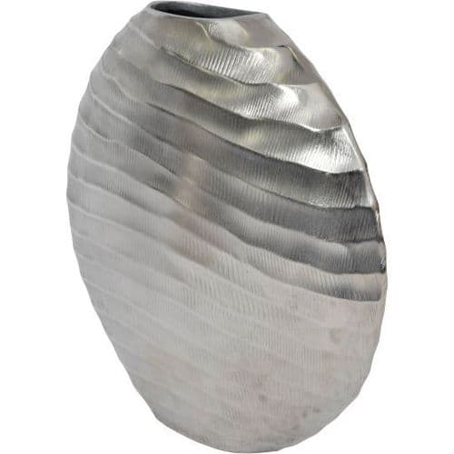 Ripples Silver Aluminium Elliptical Vase Large