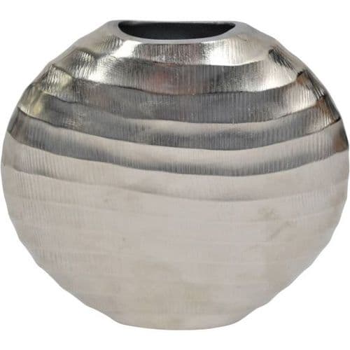 Ripples Silver Aluminium Elliptical Vase Small