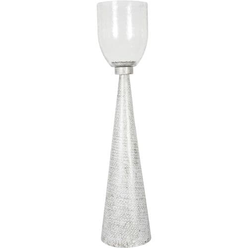 Sandbanks Iron & Hammered Glass Hurricane Large 79cm Floor Chalk White