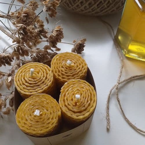 Set of 4 Hand-Rolled Mini Pure Beeswax Candles (Unboxed)