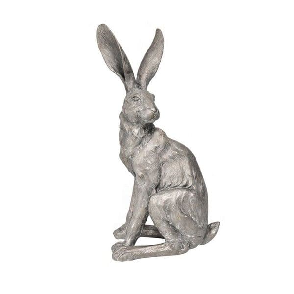 Sitting Grey Resin Hare