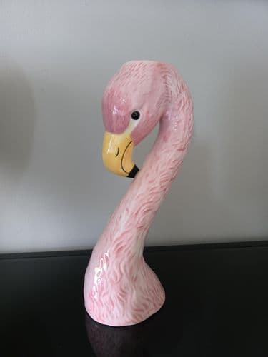 Small Ceramic Pink Flamingo Head Vase