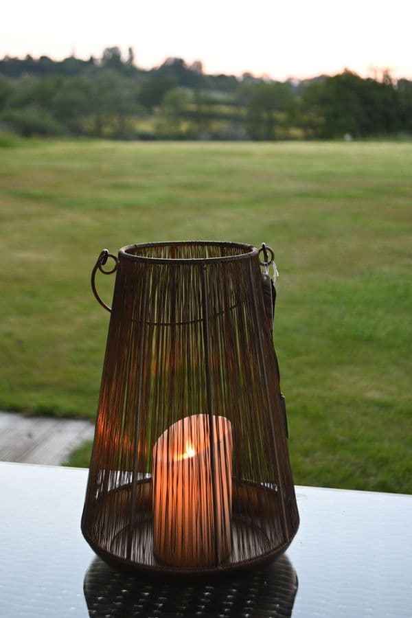Tapered Tall Brass Strand Iron Lantern