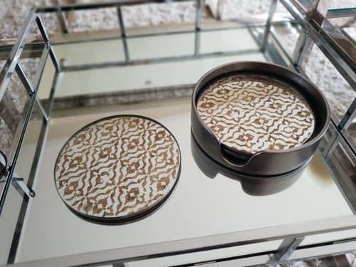 Vienna Antique Gold Set Of 4 Diamond Coasters