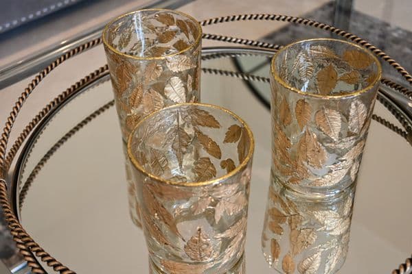 Ziva Large Tealight Holder with Gold Leaves