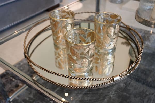 Ziva Large Tealight Holder with Gold Leaves