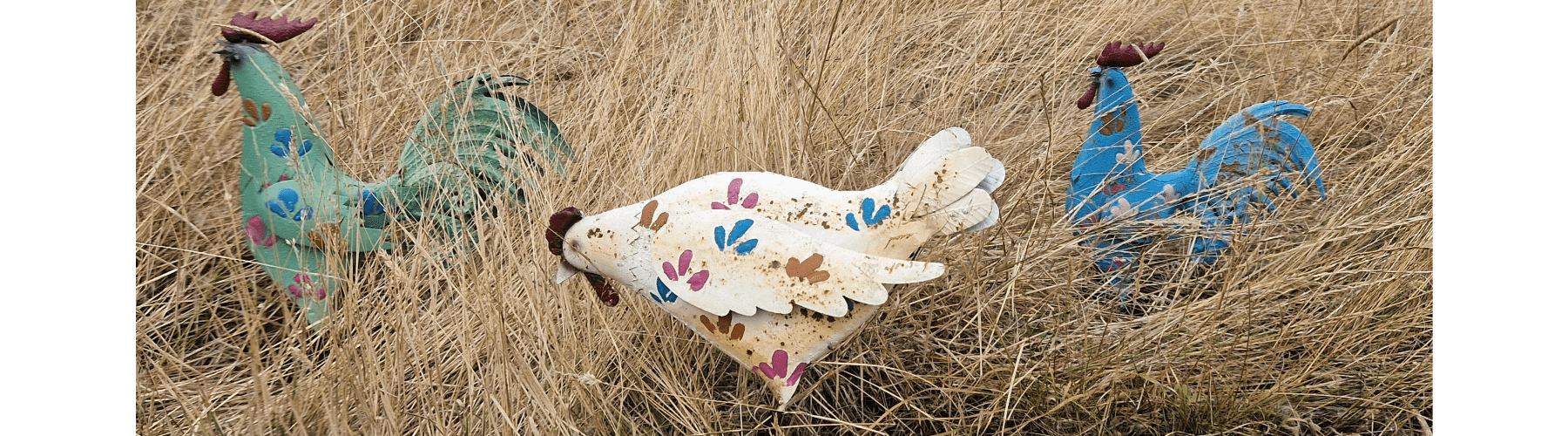 outside chicken ornaments