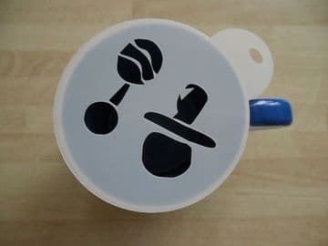100mm baby dummy & rattle stencil