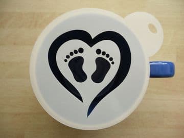100mm baby feet heart stencil