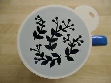 100mm berry leaves stencil