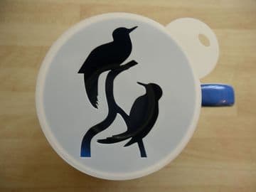 100mm birds on twig stencil