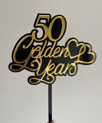 50 golden years double layer acrylic cake topper