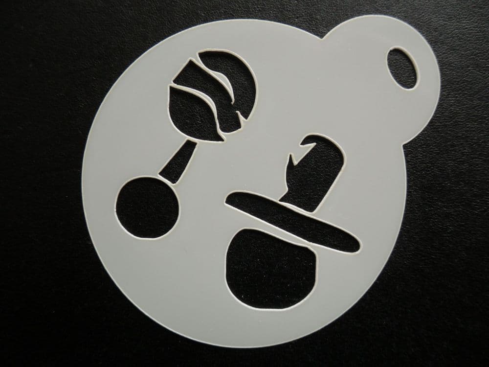 60mm baby dummy &amp; rattle stencil