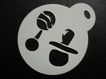 60mm baby dummy & rattle stencil