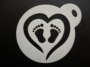 60mm baby feet heart stencil