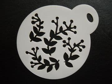 60mm berry leaves stencil