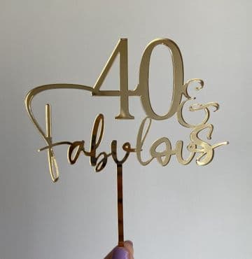Age & fabulous personalised acrylic or wood cake topper