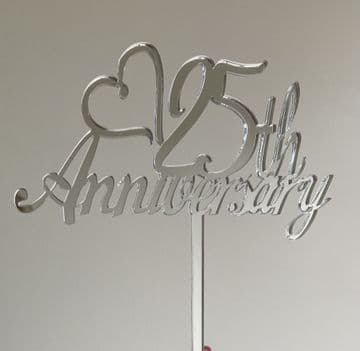 Anniversary acrylic or wood cake topper