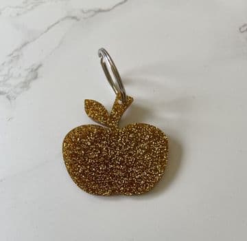 Apple design glitter acrylic keyring