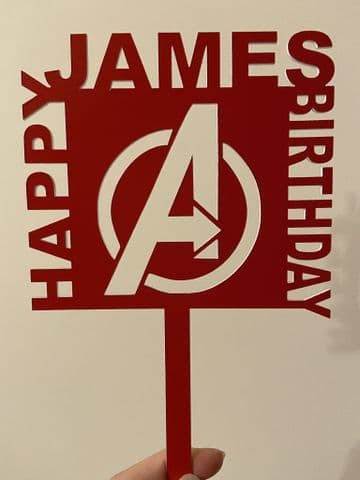 Avengers personalised name acrylic cake topper