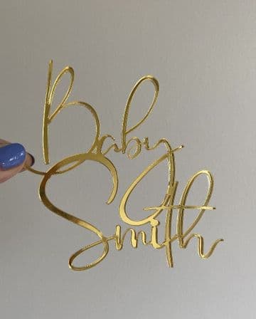 Baby personalised acrylic or wood cake charm