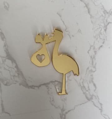 Baby shower stork acrylic or wood cupcake topper