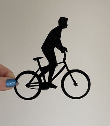Bike rider acrylic or wood cake charm