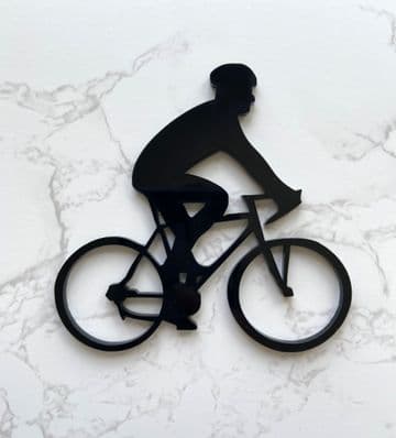 Bike rider theme acrylic or wood cake charm