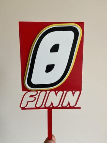 Brick lego theme personalised double layer acrylic cake topper