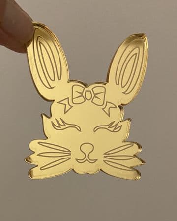 Bunny face mirrored acrylic cupcake topper