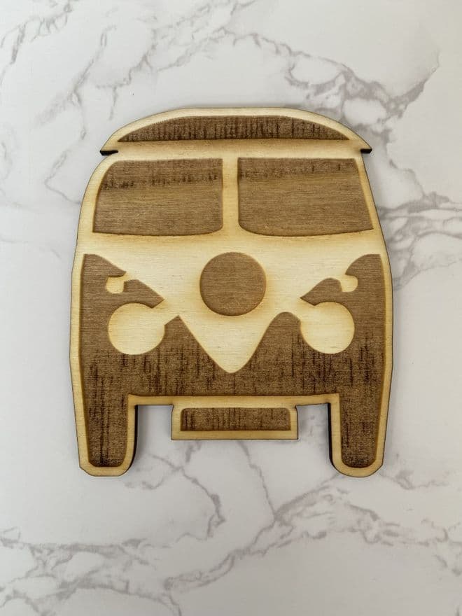 Campervan theme wooden fridge magnet