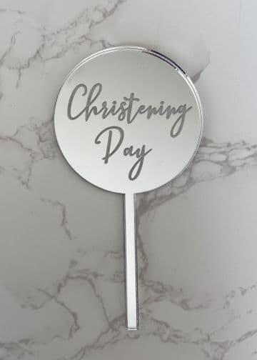 Christening day acrylic or wood paddle cake topper