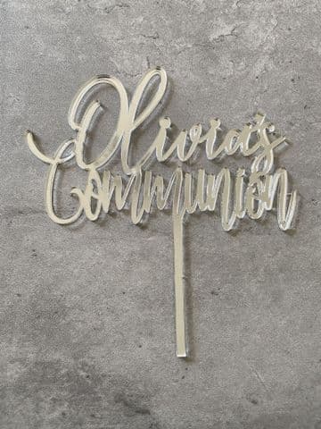 Communion personalised acrylic cake topper