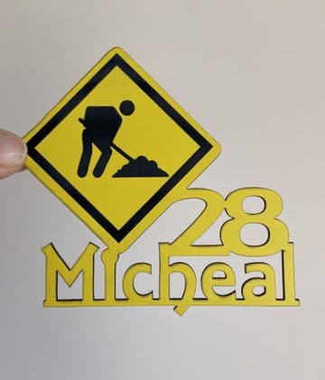 Construction theme acrylic or wood cake charm