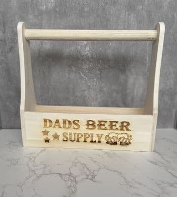 Dads beer supply wooden beer bottle carrier