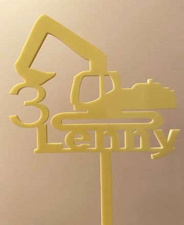 Digger personalised acrylic cake topper