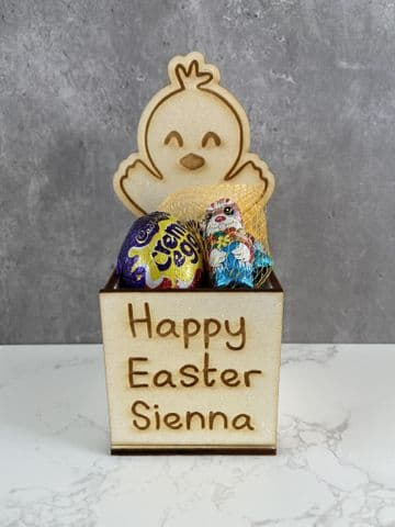 Easter chick personalised wooden treat box