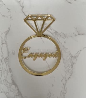 Engaged ring acrylic or wood cake charm