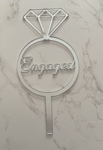 Engaged ring acrylic or wood cake topper