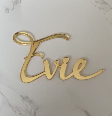 First name personalised acrylic or wood cake charm