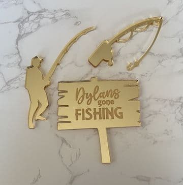 Fishing theme acrylic or wood charm set